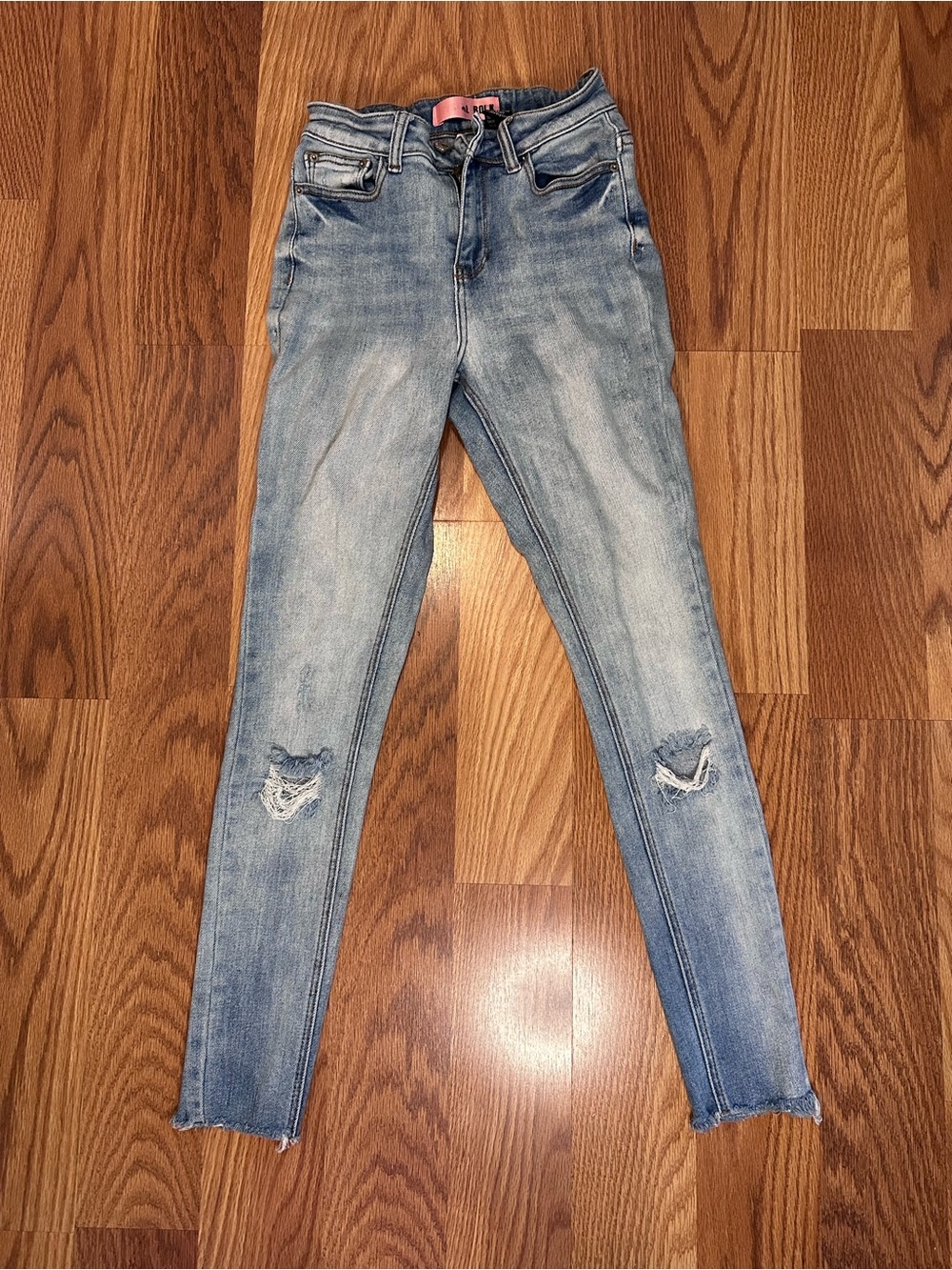 Crystal Rock Light Wash Distressed High Rise Skinny Jeans